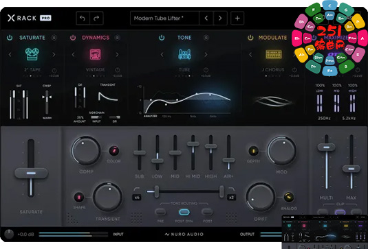 综合模拟混音插件 Nuro Audio Xrack Pro v1.0.2 MacOS-MORiA （Xrack Comp Max  Mod Xrack Pro Sat Tone Transient）-251编曲网