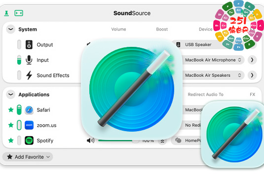 音频输入输出设备快速切换及调整工具 Rogue Amoeba Sound Source v6.0.3 Mac-251编曲网