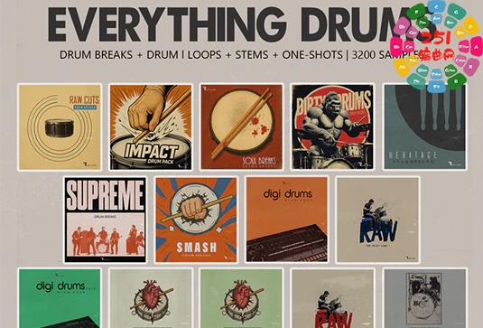 全能鼓组 Retro Loops Everything Drums (One-Shots and Drum Breaks) WAV-251编曲网